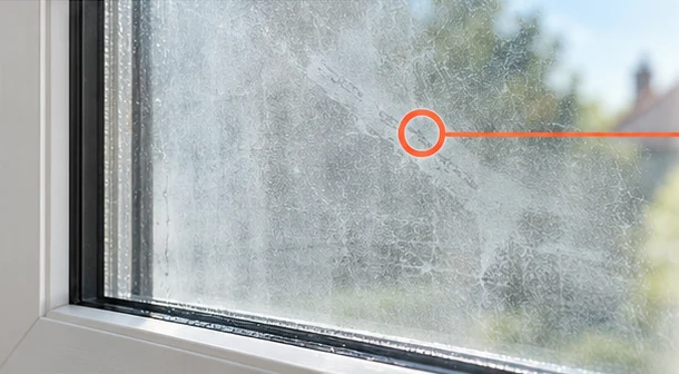 Flächiger Schleier auf Glas